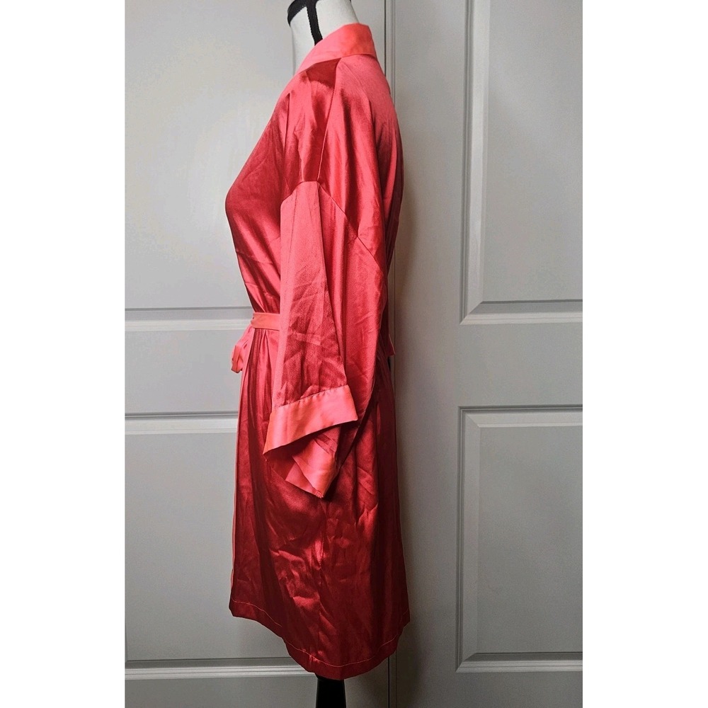 Victorias Secret Satin Kimono Robe‎ XS Pink With Orange Short Mini - Picture 2 of 5